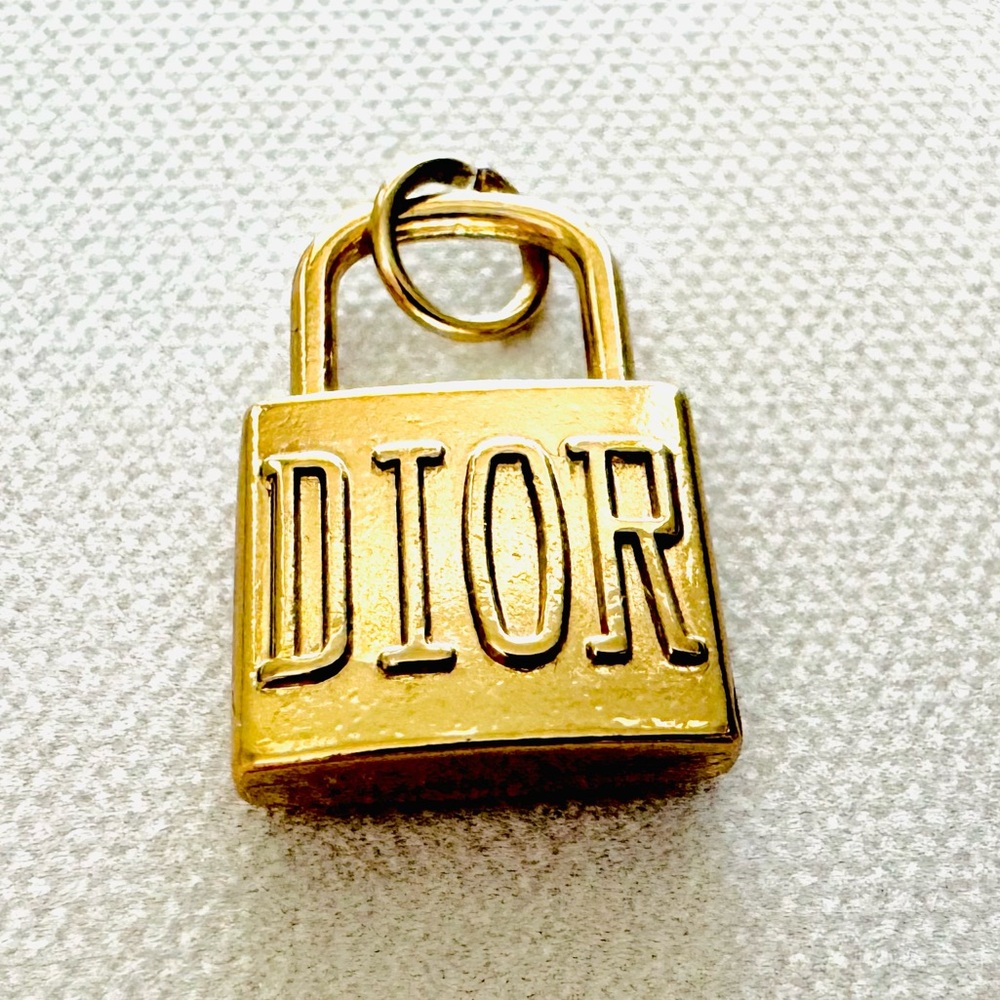 Dior Gold Locket, Padlock Pendant, Charm - Upcycled - Authentic - Necklace